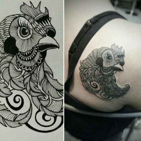 Tattoo hình con gà cho nam